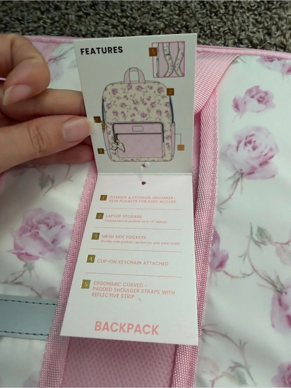SALE‼️LoveShackFancy Yoobi Pink Quilted Bow-Accent Backpack paper and pencil - Picture 6 of 14